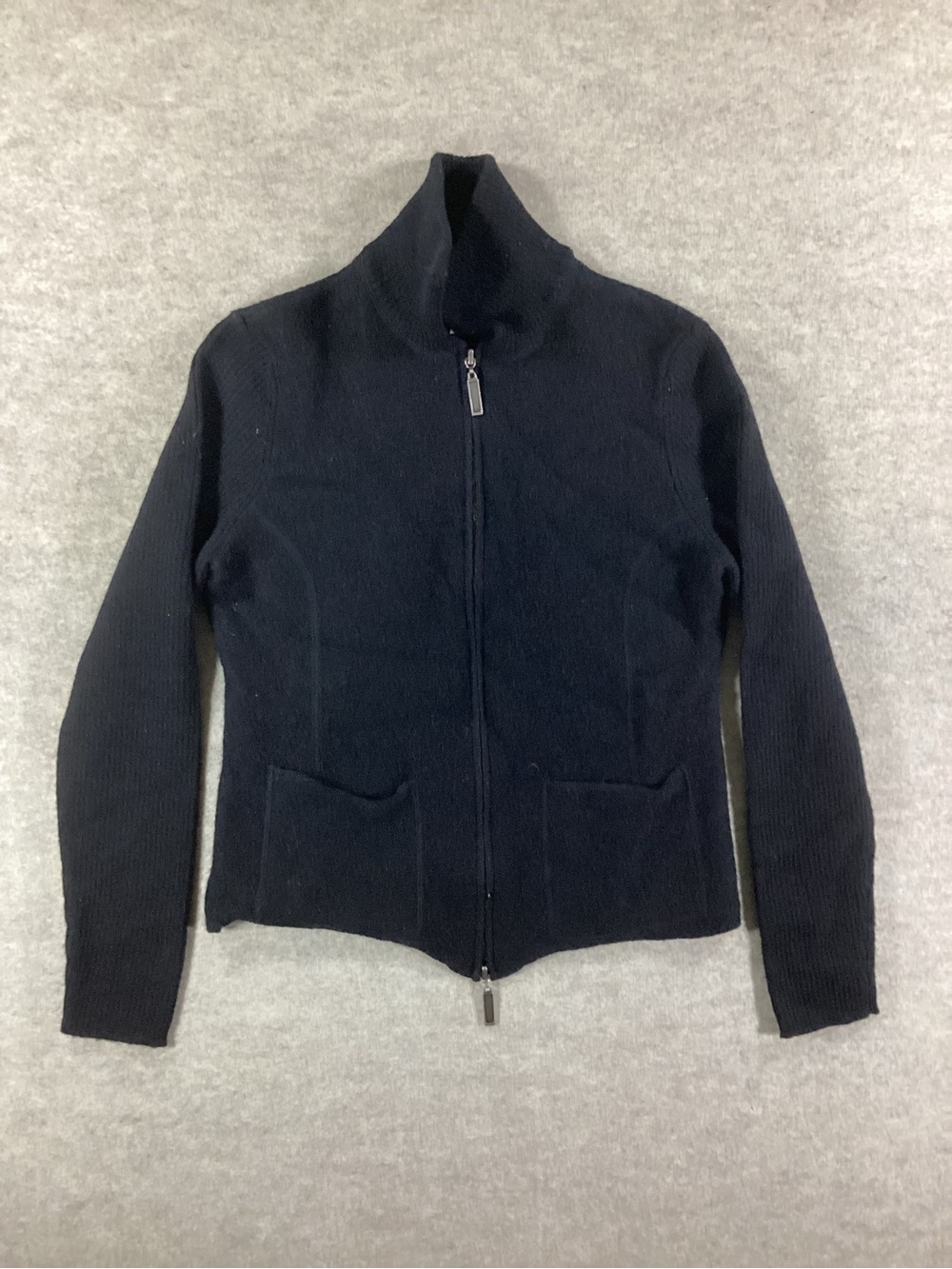 Casual Corner Black Wool Zip-Up sweater